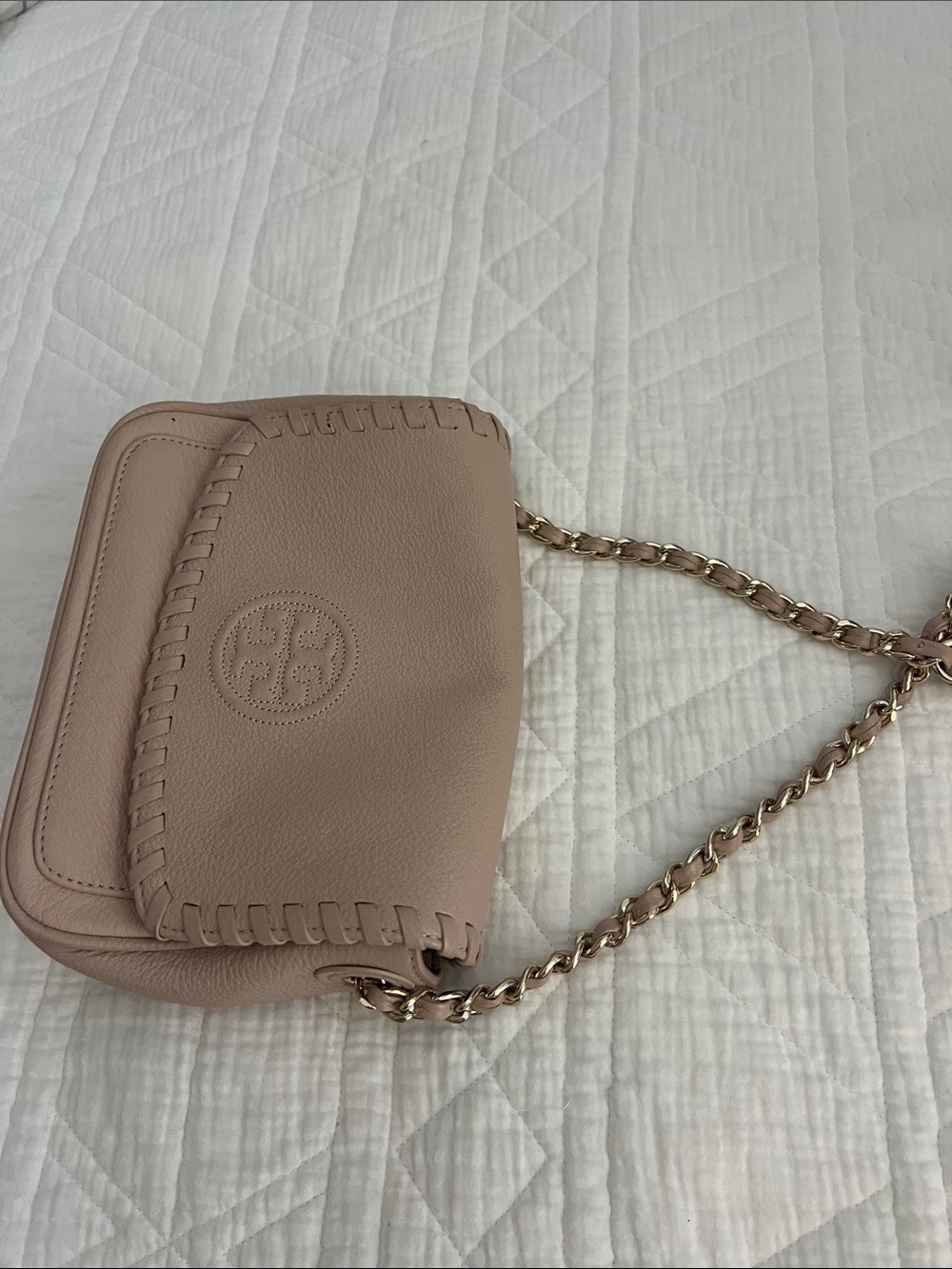 Tory Burch Blush Pink Leather Whipstitch Chain Crossbody - Picture 7 of 7
